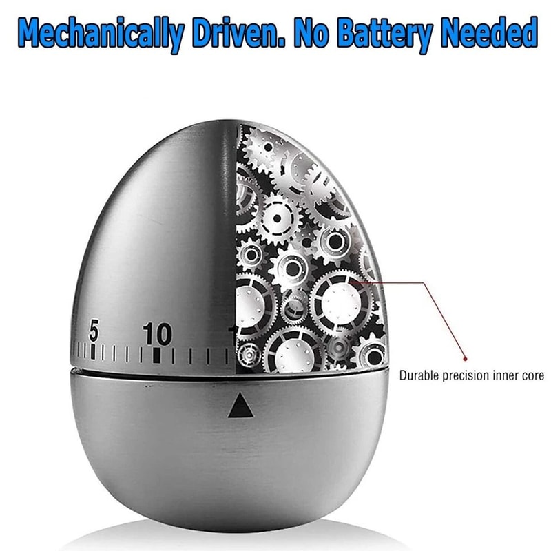 Satin Metal Egg Timer Ideal For Kitchen Cooking Kids Learning And Gifts 2