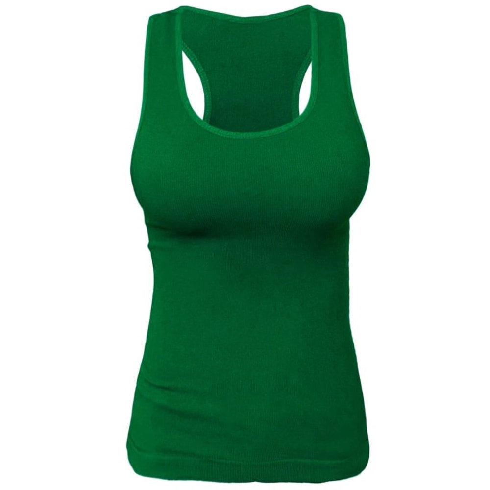 Womens Ribbed Racerback Tank Top Fitted Camisole For Exercise Layering 2