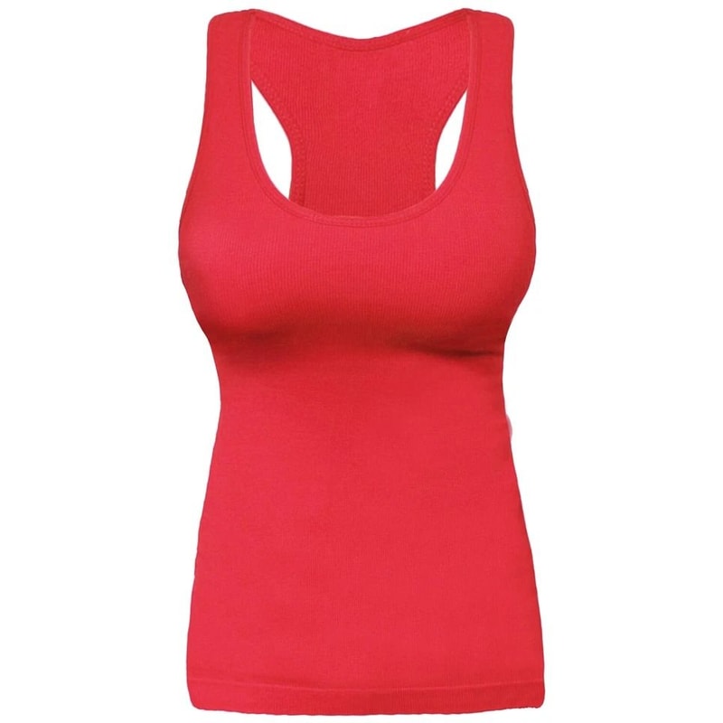Womens Ribbed Racerback Tank Top Fitted Camisole For Exercise Layering 0