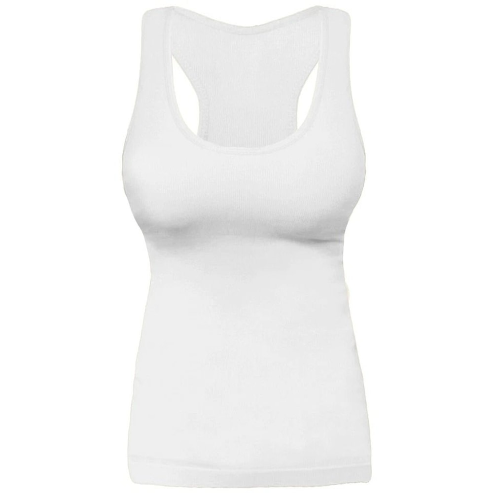 Womens Ribbed Racerback Tank Top Fitted Camisole For Exercise Layering 1
