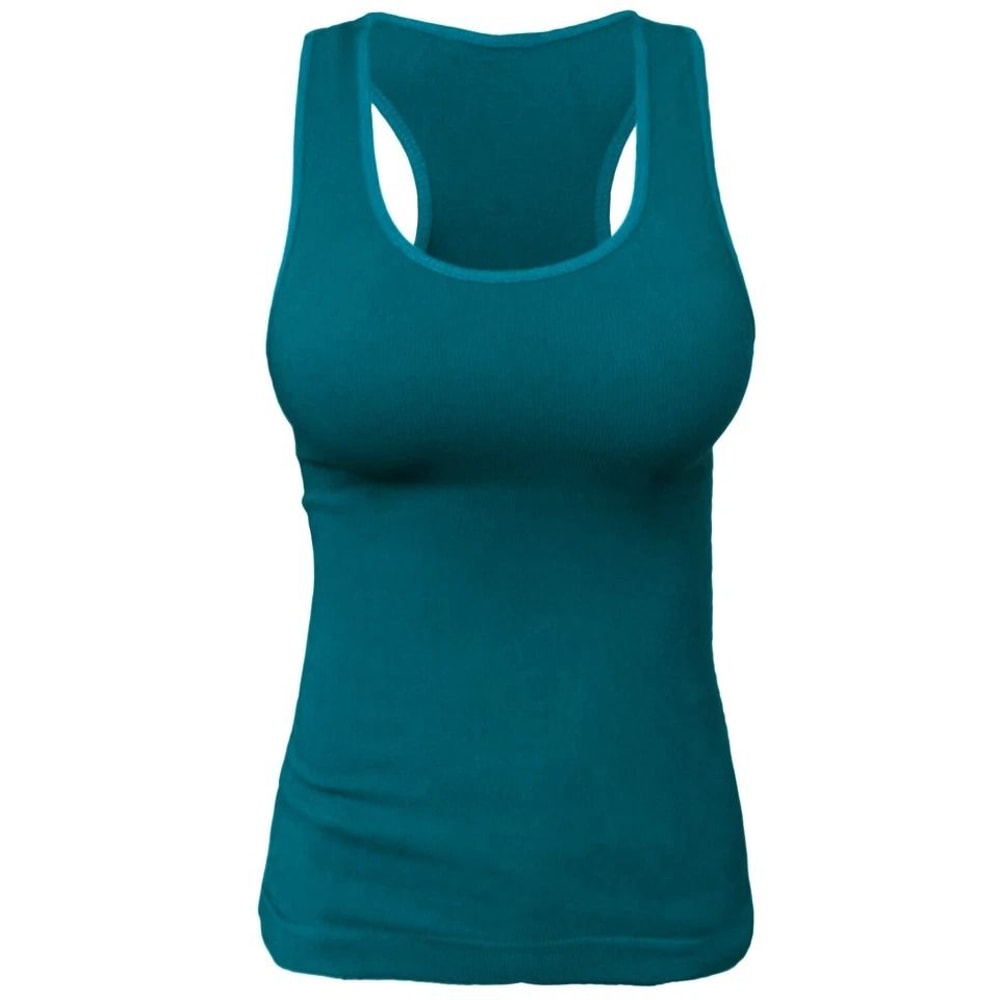 Womens Ribbed Racerback Tank Top Fitted Camisole For Exercise Layering 4