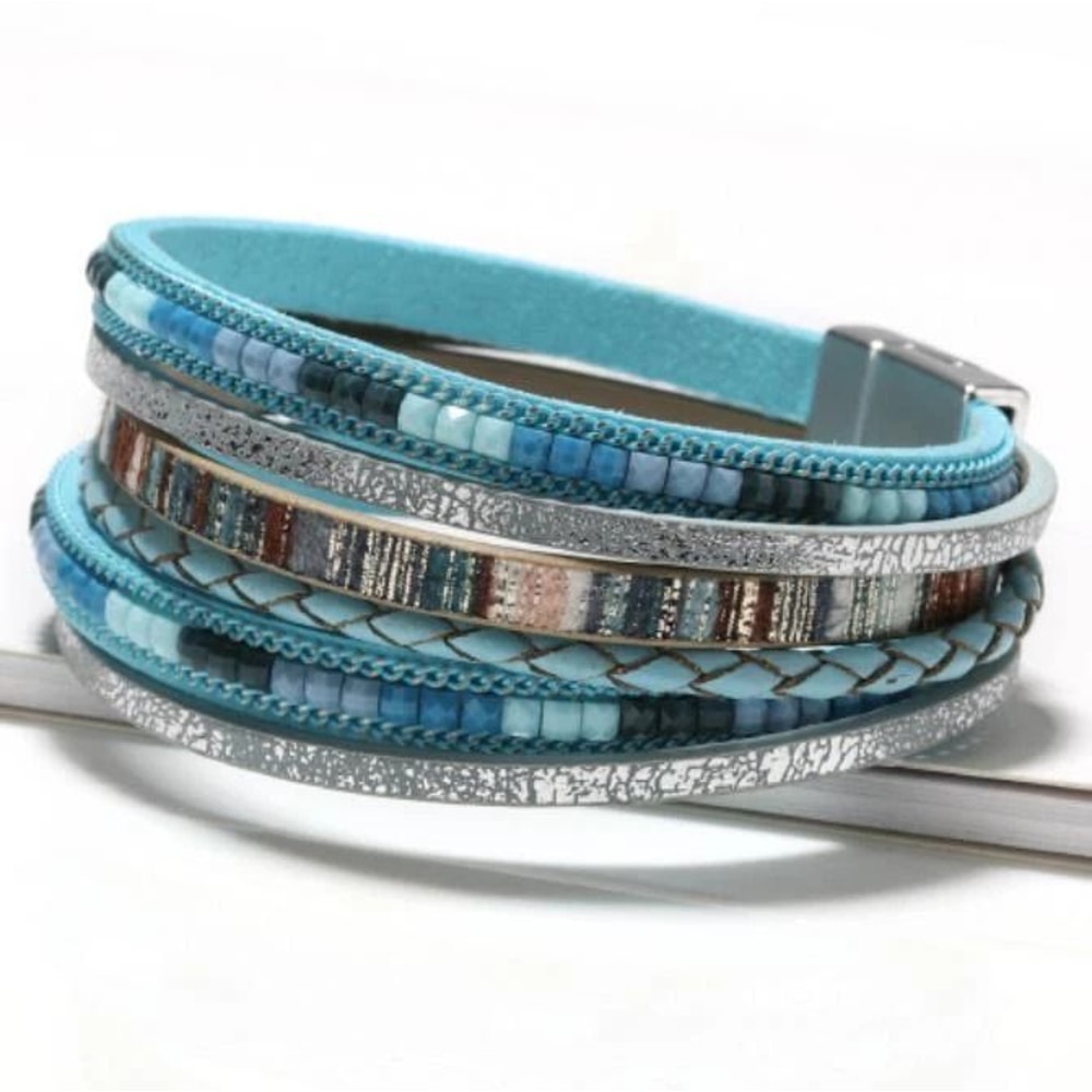 Multilayer Leather Bracelet For Men Women Stylish Wristband Bangle Jewelry Set 1