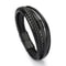 Mens Black Braided Leather Bracelet With Multi Layer Stainless Steel Clasp 5