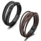 Mens Black Braided Leather Bracelet With Multi Layer Stainless Steel Clasp 3