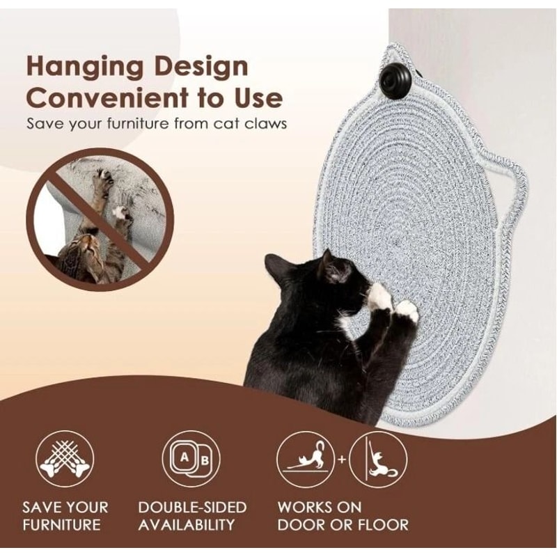 Cat Scratching Post Pad Mat With Ball Toy Round NonSlip Circular Scratcher For Cats 2