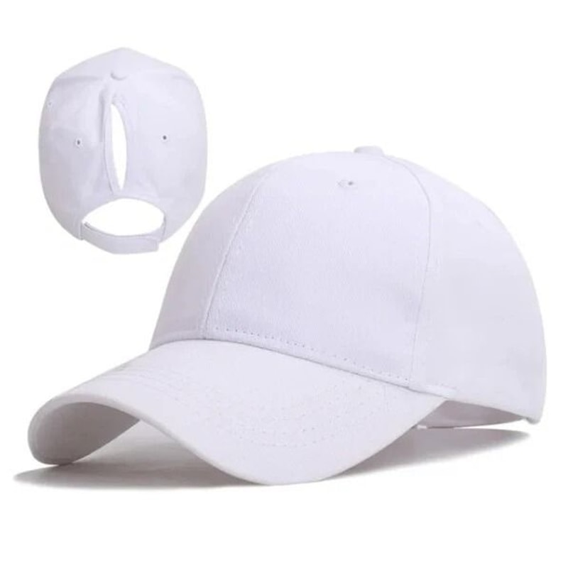 Solid Color Ponytail Baseball Cap Cotton Polo Style Adjustable Cap For Women 5