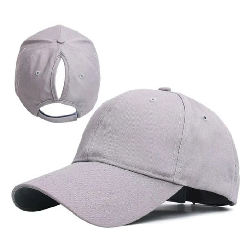 Solid Color Ponytail Baseball Cap Cotton Polo Style Adjustable Cap For Women 7