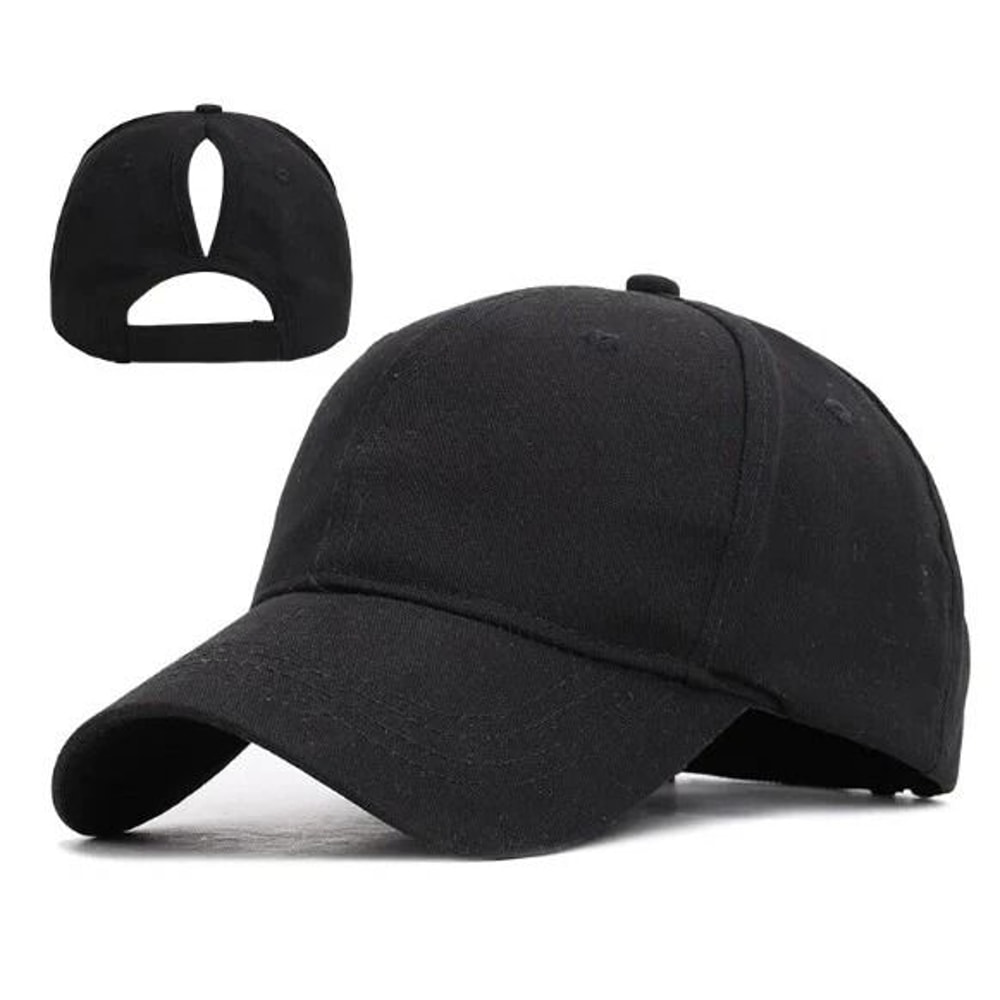 Solid Color Ponytail Baseball Cap Cotton Polo Style Adjustable Cap For Women 6