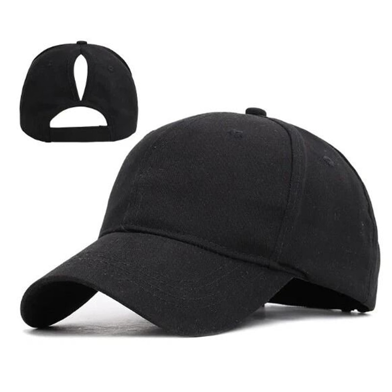 Solid Color Ponytail Baseball Cap Cotton Polo Style Adjustable Cap For Women 6