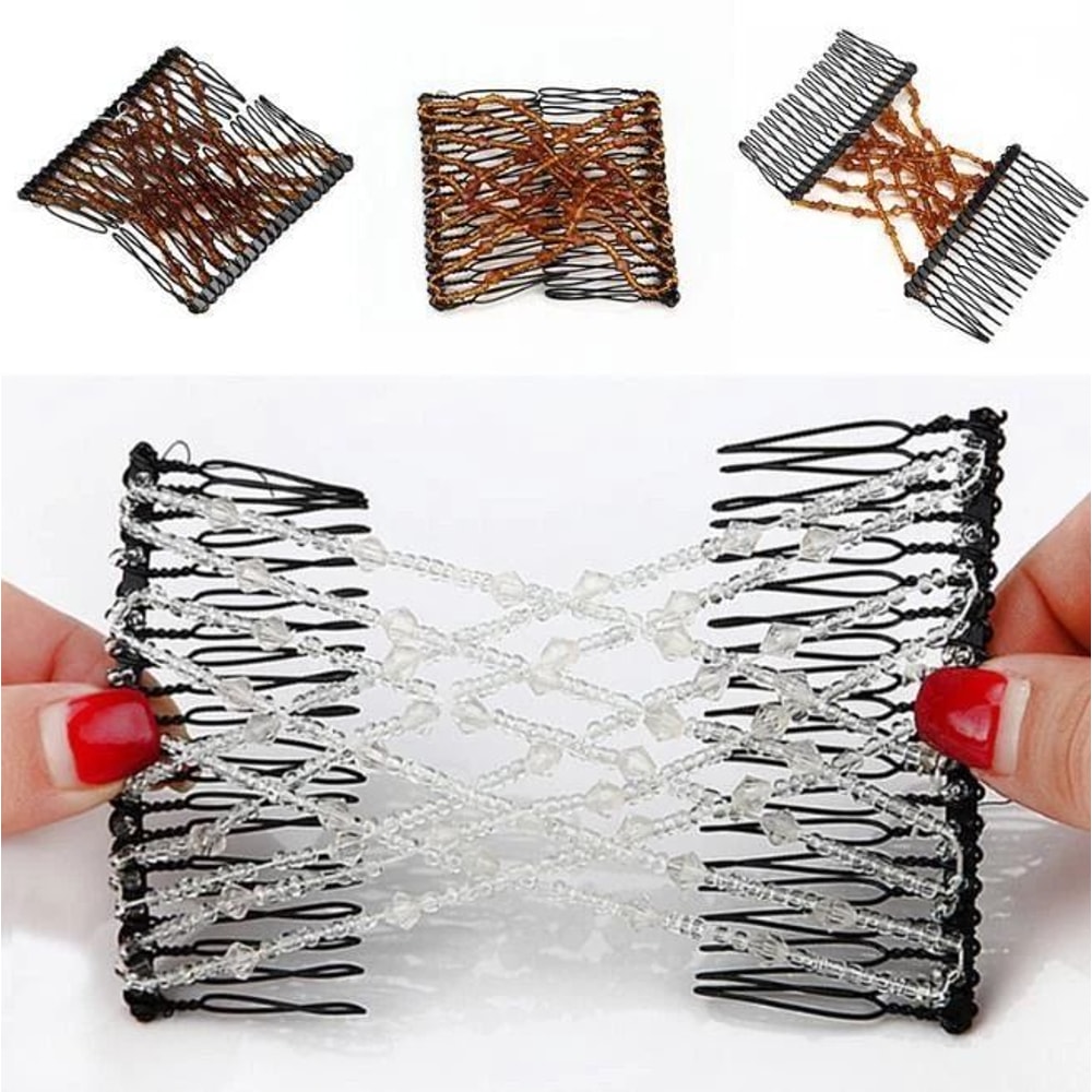 Elastic Beads Banana Clip Hairpin Stretch Magic Hair Comb For Effortless Hair Styling 2