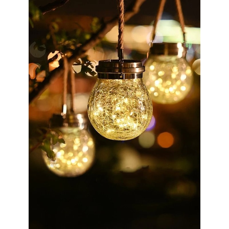 Retro Solar Lantern Outdoor Hanging Waterproof Garden LED Light 5