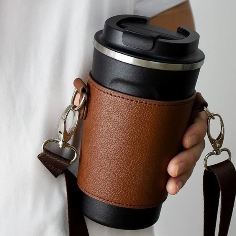 Portable Coffee Water Bottle Carrier With Adjustable Shoulder Strap 2