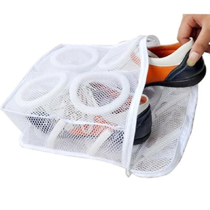 Laundry Bag Shoes Washing Drying Separated Mesh Sneakers Protective Pouch 1