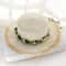 Elegant Straw Sun Hat With Floral Wreath Fedora For Summer 0