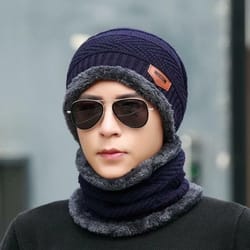 unisex fleece beanie hat & scarf set arm, slouchy snow & ski cap for winter comfort