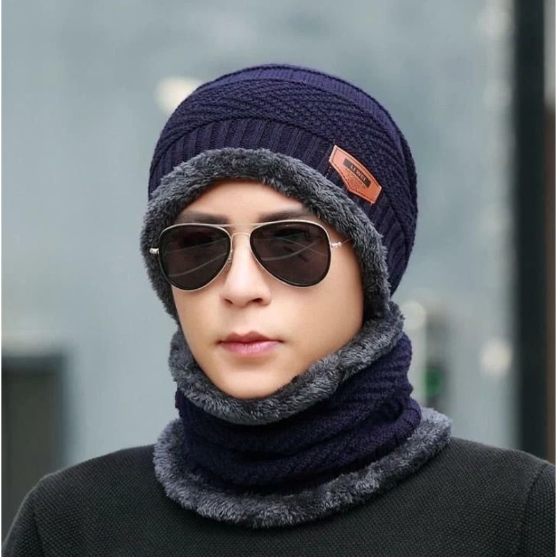 Unisex Fleece Beanie Hat Scarf Set Arm Slouchy Snow Ski Cap For Winter Comfort 0