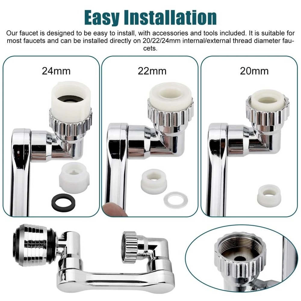 Universal Swivel Extension Faucet Arm Tap Extenders Easy Water Conservation And Extended Reach For