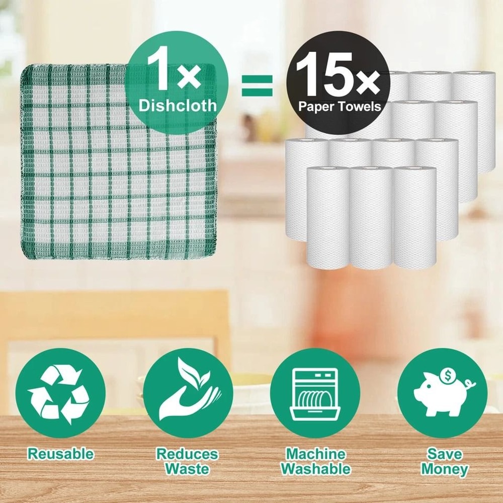 Premium Cotton Dishcloths Super Absorbent Cleaning Towels For Kitchen 6