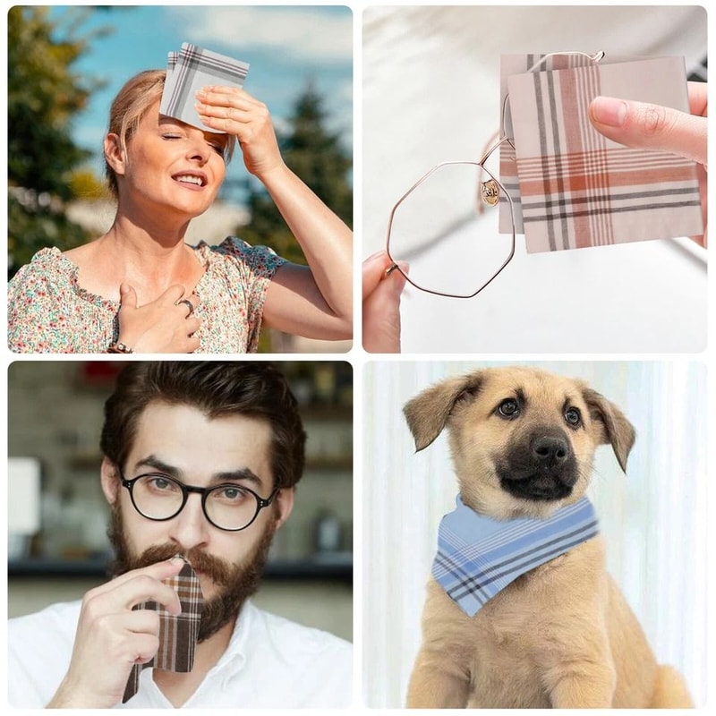 Men Handkerchiefs Cotton Pocket Square Soft Absorbent Gift Set 3