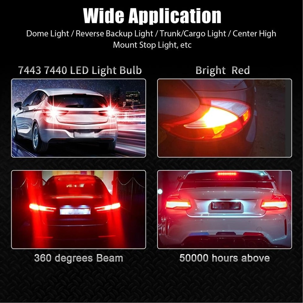 LED Red Strobe Flash Brake Stop Tail Parking Light Bulbs 2