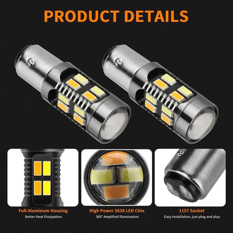 LED DRL Switchback Turn Signal Bulbs Parking Light Indicators For Vehicles 1