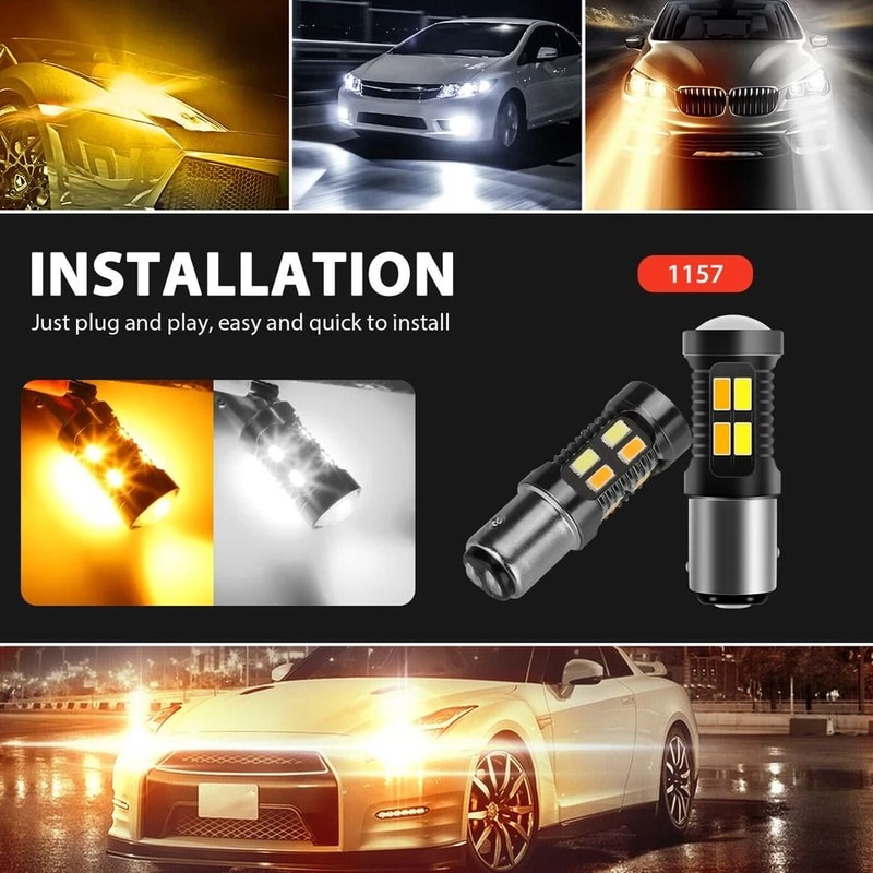 LED DRL Switchback Turn Signal Bulbs Parking Light Indicators For Vehicles 2