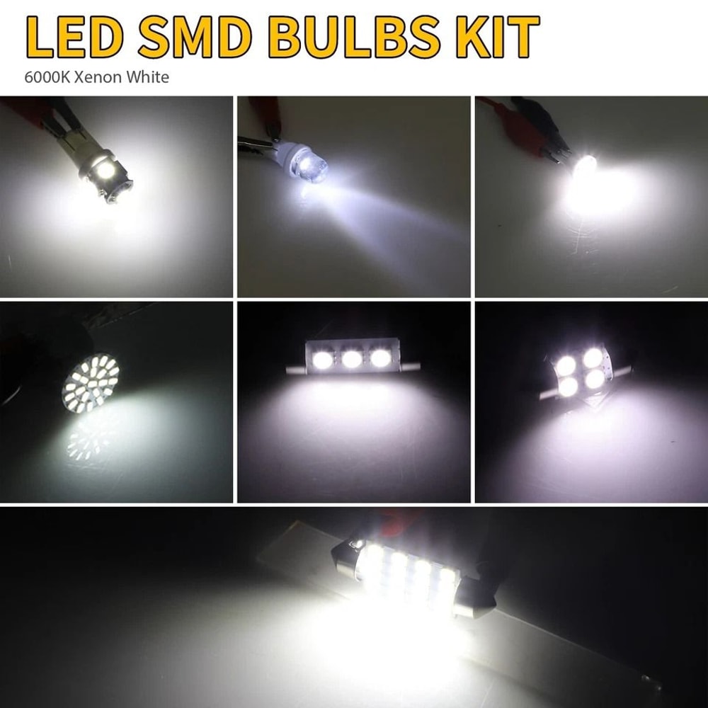 Car Interior LED Light Bulbs Kit Map Door License Plate 5