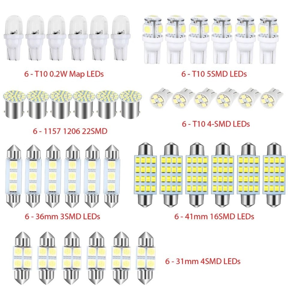 Car Interior LED Light Bulbs Kit Map Door License Plate 7