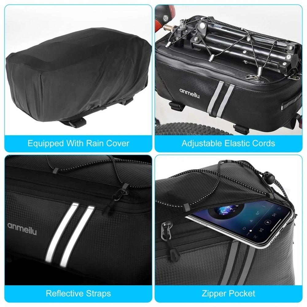 Waterproof Bicycle Rear Rack Seat Bag Cycling Storage Pouch For Bike Trunk Pannier 5