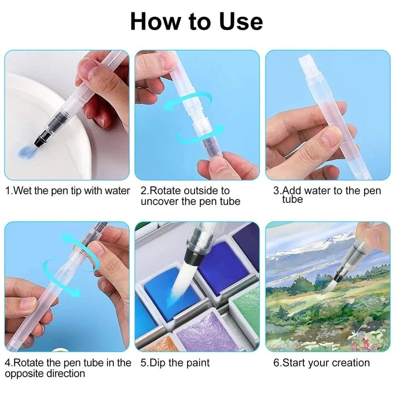 Professional Watercolor Paint Set With Brushes Water Brush Mixing Dishes 3