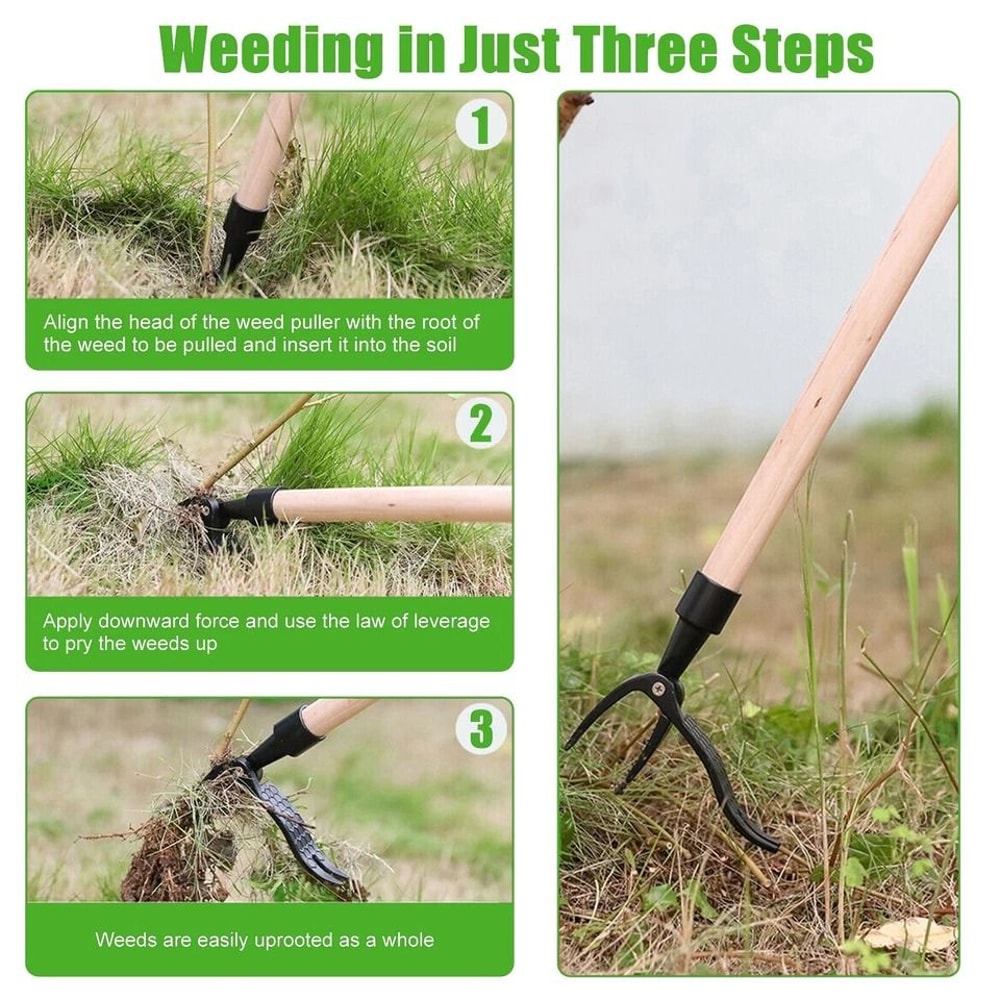 Stand Up Weed Puller Tool For Garden Rust Proof Weed Root Remover With Comfortable Handle 6