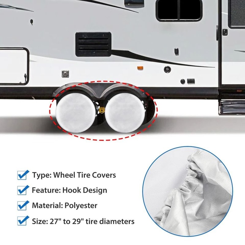 Waterproof Tire Covers For RVs Trailers Sun Weather Protection 8