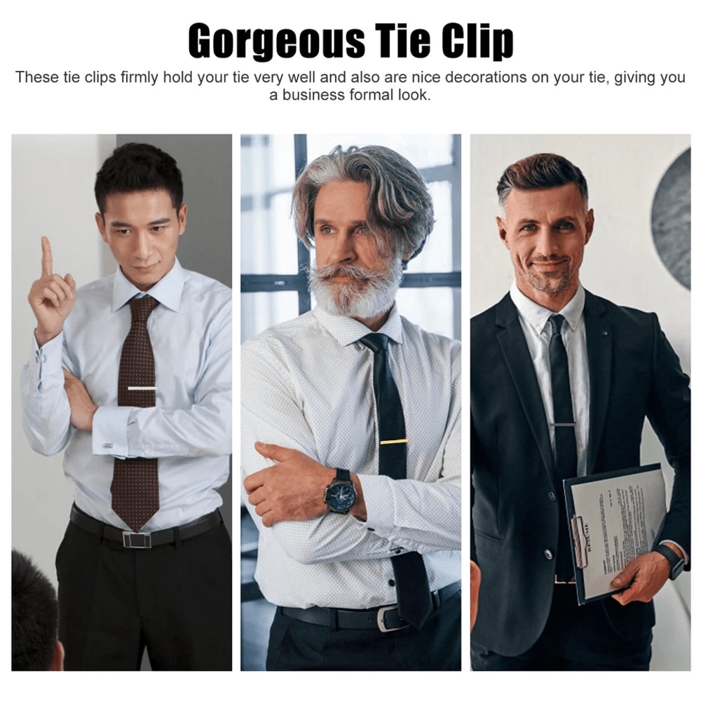Elegant Metal Tie Clips For Men Stylish Necktie Bar Pinch Clasp For Weddings Parties 5