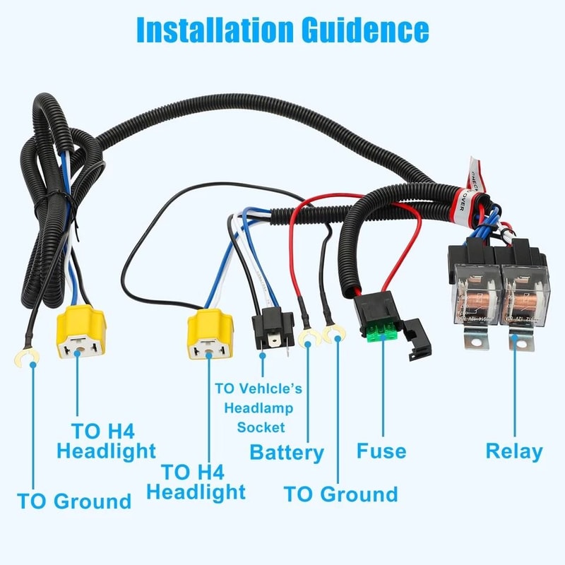 LED Headlight Relay Wiring Harness Kit HighPerformance Easy Installation 5
