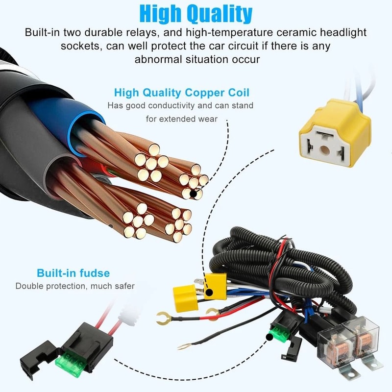 LED Headlight Relay Wiring Harness Kit HighPerformance Easy Installation 6