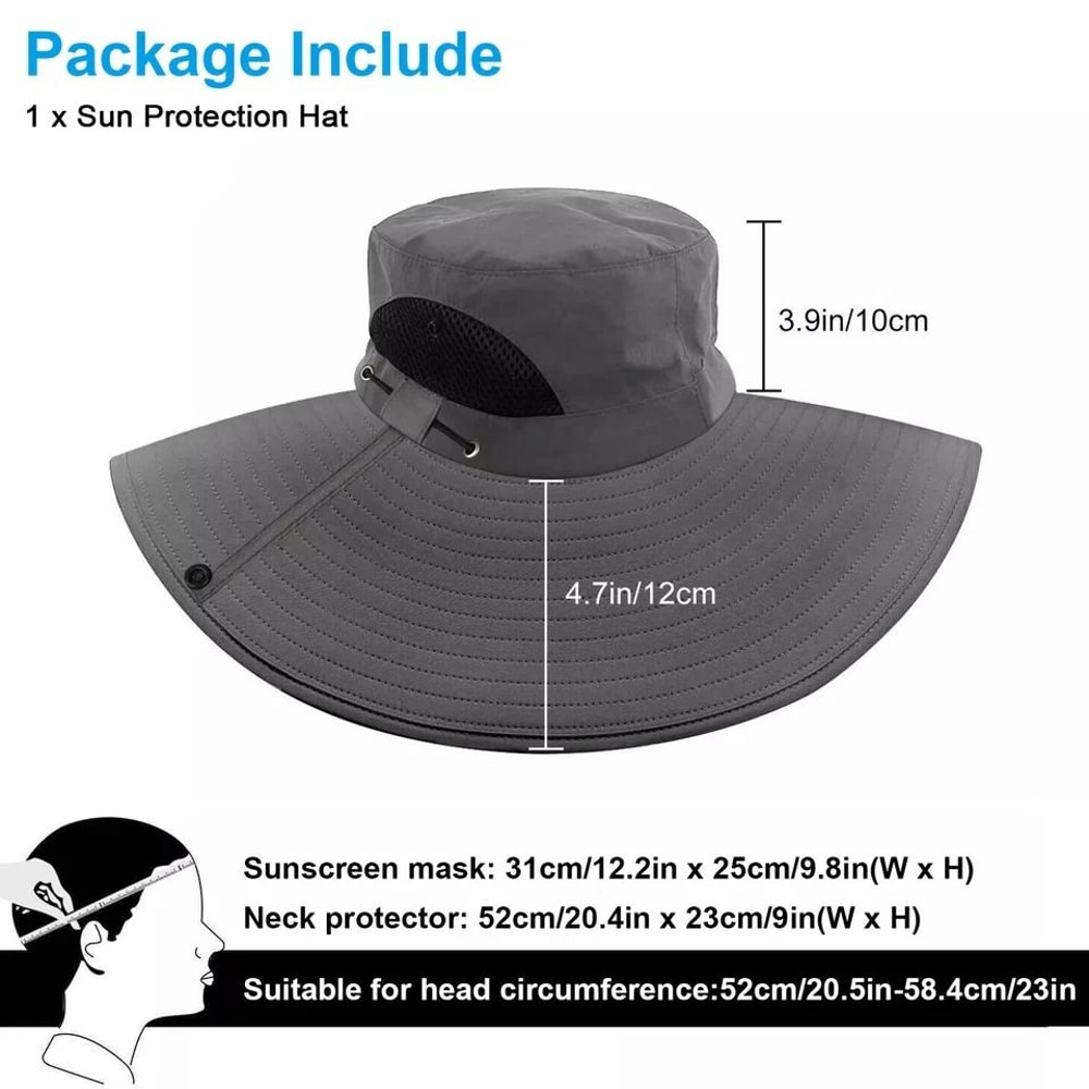 Wide Brim Sun Hat With Neck Flap UV Protection Outdoor Hat For Hiking Fishing And Gardening 3