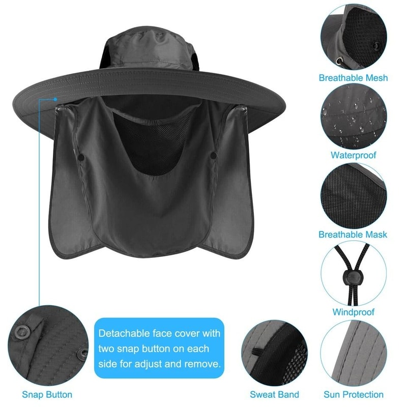 Wide Brim Sun Hat With Neck Flap UV Protection Outdoor Hat For Hiking Fishing And Gardening 2