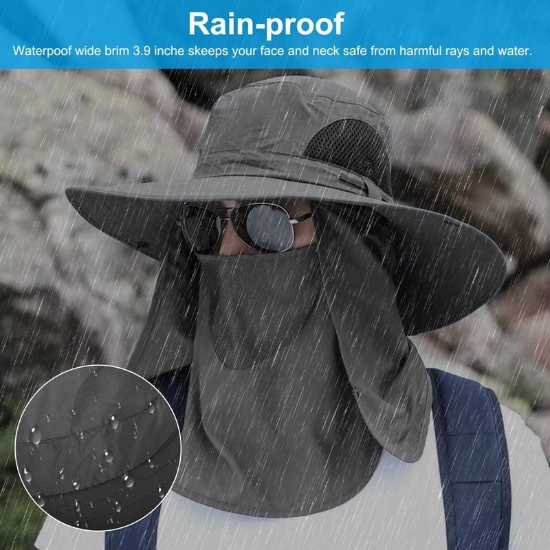 Wide Brim Sun Hat With Neck Flap UV Protection Outdoor Hat For Hiking Fishing And Gardening 5
