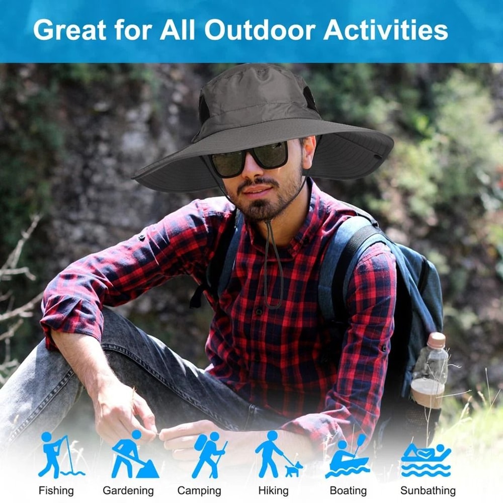 Wide Brim Sun Hat With Neck Flap UV Protection Outdoor Hat For Hiking Fishing And Gardening 6