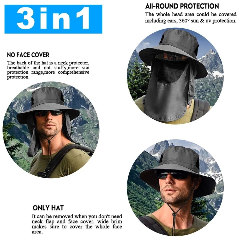 Wide Brim Sun Hat With Neck Flap UV Protection Outdoor Hat For Hiking Fishing And Gardening 7