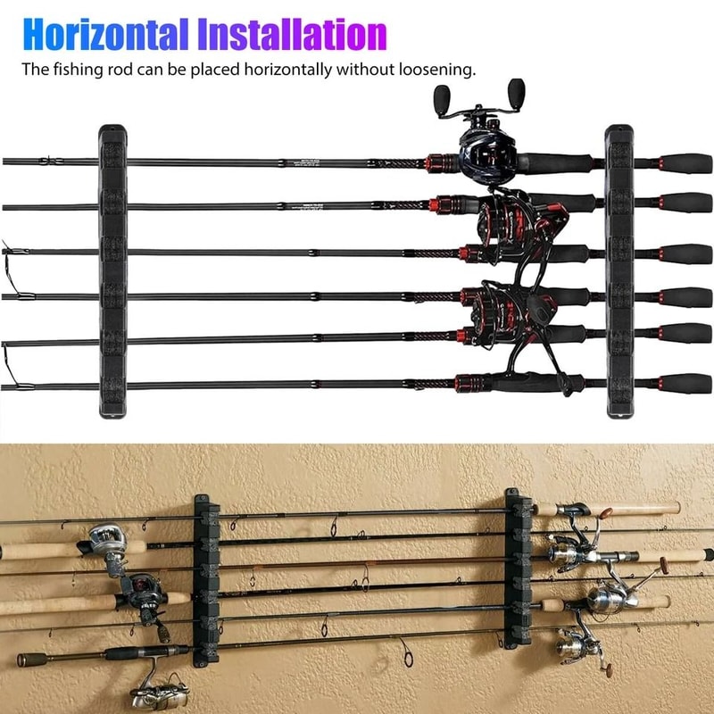Horizontal Boat Fishing Rod Rack Wall Mount Vertical Holder Space Saving Storage Solution 5