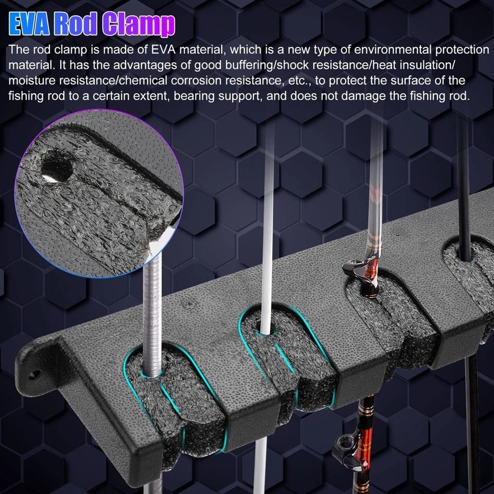 Horizontal Boat Fishing Rod Rack Wall Mount Vertical Holder Space Saving Storage Solution 6