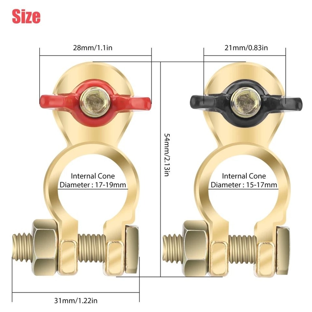 Brass Battery Terminal Clamps Positive Negative Connectors 3