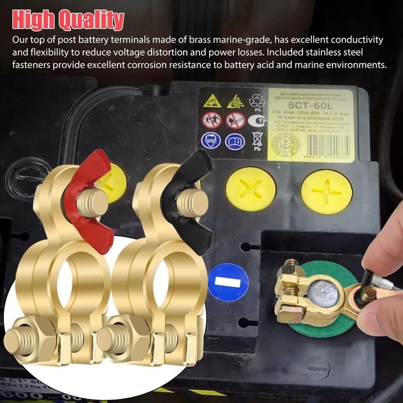 Brass Battery Terminal Clamps Positive Negative Connectors 6