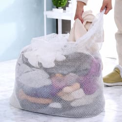 heavy duty mesh laundry bag with drawstring closure for clothes, sports gear & travel
