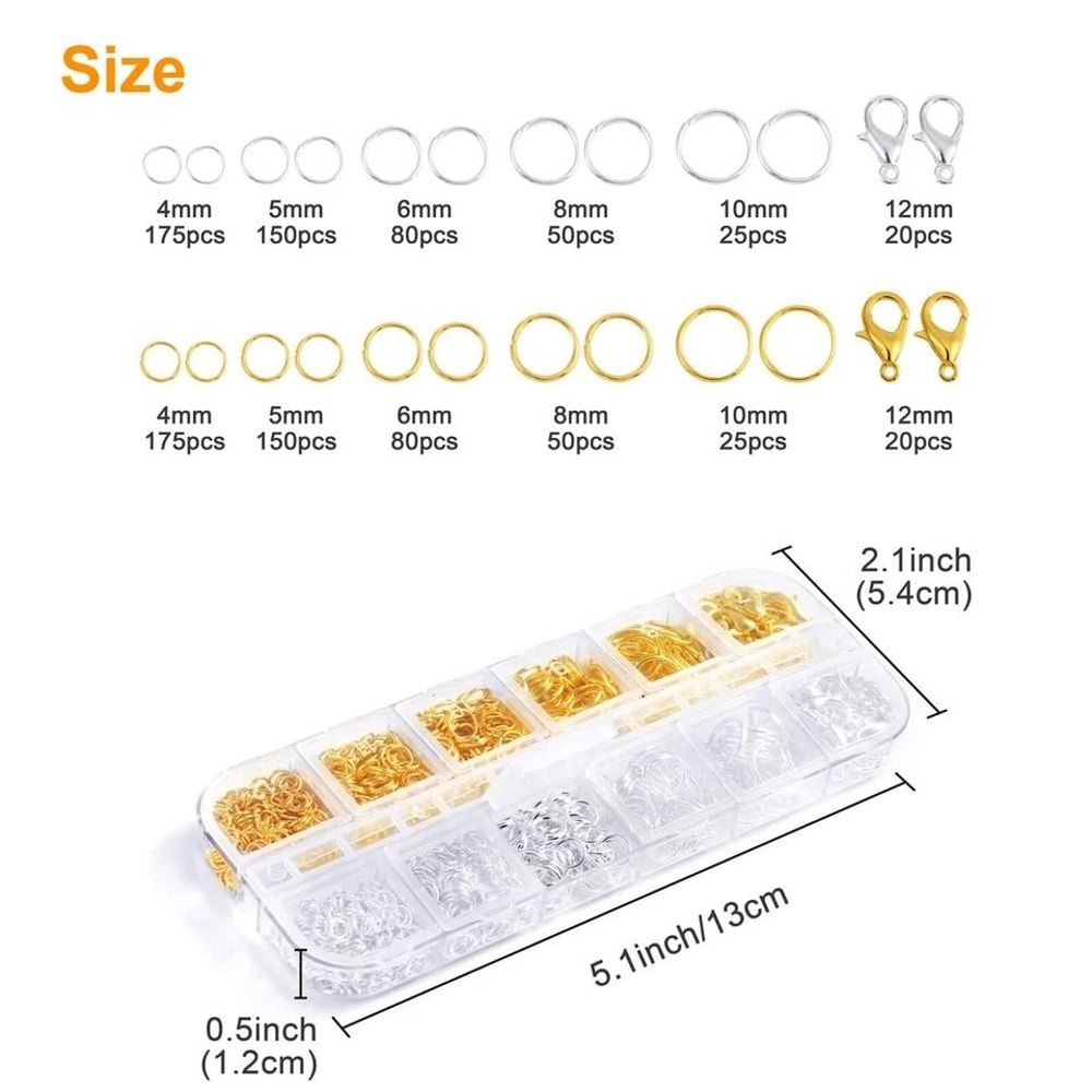 Lobster Claw Clasp Jump Ring Set For Jewelry Making Silver Gold DIY Craft Kit 7