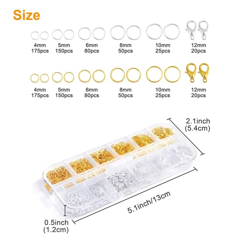 Lobster Claw Clasp Jump Ring Set For Jewelry Making Silver Gold DIY Craft Kit 7