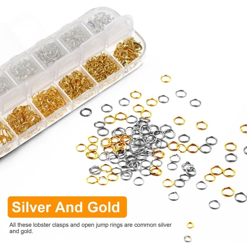 Lobster Claw Clasp Jump Ring Set For Jewelry Making Silver Gold DIY Craft Kit 4