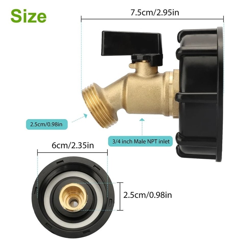 IBC Tote Water Tank Adapter Brass Hose Faucet Valve Connector 3