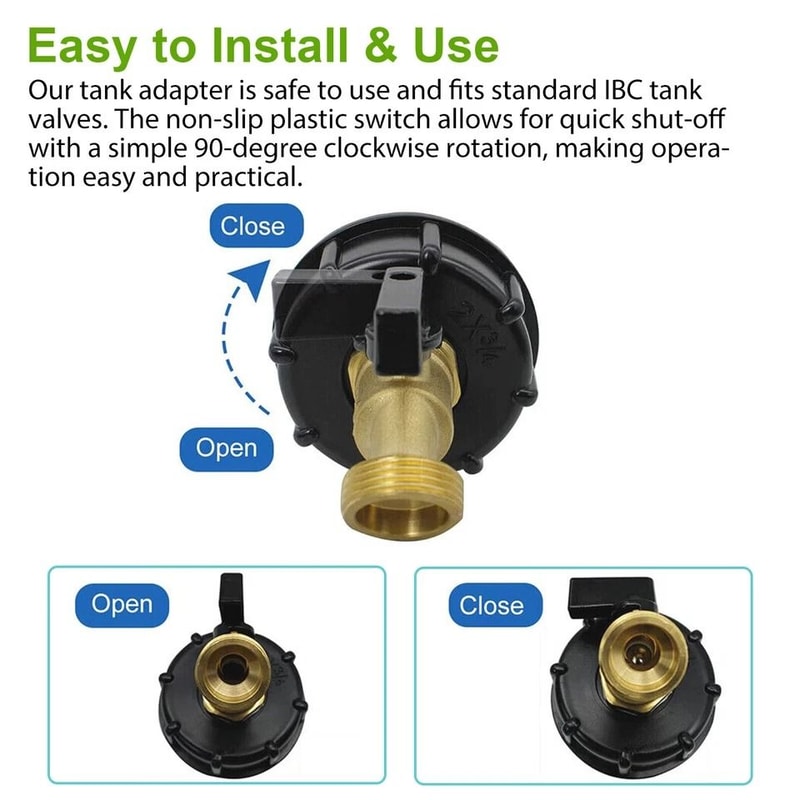 IBC Tote Water Tank Adapter Brass Hose Faucet Valve Connector 1